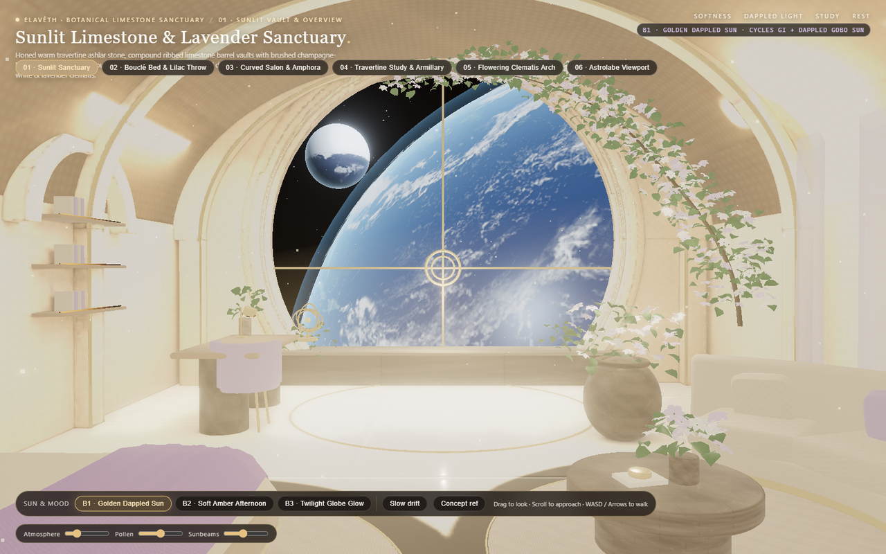Room 03 — Sunlit Limestone & Botanical Sanctuary